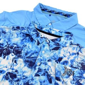 Lot of 2 Scales Polo Shirts Mens 2XL Blue Performance RS Sharp Golf Course Logo